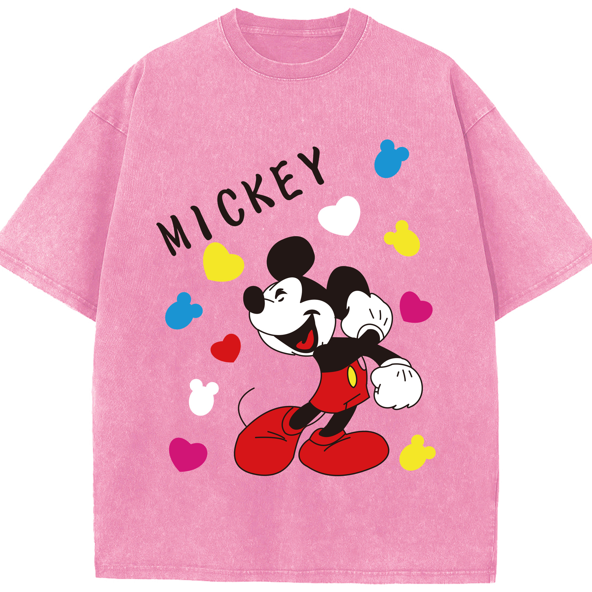 （画像用） ミッキーマウス Mickey Mouse 綿100% ヴィンテージ風 半袖Tシャツ（フロントプリント）